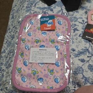 Pink Smurfs Small Kids Towel - Cute Cartoon Print